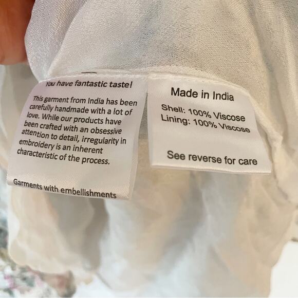 NWT Rococo Sand Ivory Floral Jane Wrap Mini Dress Wrap Beaded Tassel Tie Waist S - Picture 14 of 15